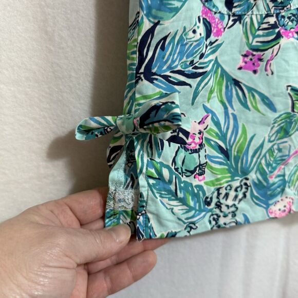 Lilly Pulitzer Barking Up The Palm Tree Seasalt Blue Classic Shift Dress Girl 10 - Picture 6 of 11